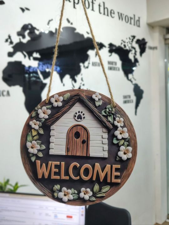 8%20Inch%20Round%20Welcome%20Door%20Sign%20-%202D%20Flat%20House%20&%20Floral%20Design%20Hanging%20Wall%20Decor%20for%20Home%20Entryway%20-%20Image%205