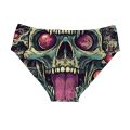 Crazy Skull Swim Trunks Slim Fit Durable Men's Drawstring Triangle Trunks Water Park Island Vacation Sunbathing Retro Swimwear. 