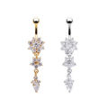 1Pc Stainless Steel Crystal Zircon Belly Button Rings, Piercing Women Navel Fashion Body Jewelries.