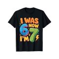 Funny Six Seven Bruh Internet Meme T-shirt for Boys and Girls 67 Digital Design with Dab Dance Casual Round Neck Children Tshirt.