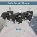 5pcs 2" Heavy Duty Gray PU Silent Swivel Stem Casters, Smooth & Durable Wheels for Office Chairs, Gaming Chairs. 