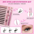 MANJESEN DIY Eyelash Extension Kit 200pcs Individual Lashes Cluster 8-16mm Lash Extension Kit Glue Makeup Tools false eyelashes. 