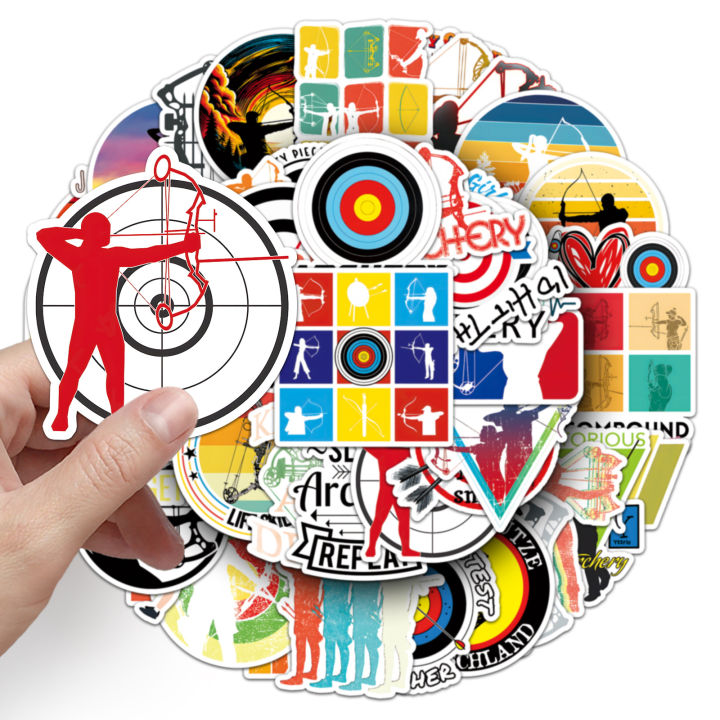 50%20Pcs%20Archery%20Sports%20Waterproof%20Stickers%20Graffiti%20Decorative%20for%20Archery%20Lovers%20Skateboard%20Stationery%20Laptop%20Trendy%20Decals%20-%20Image%203