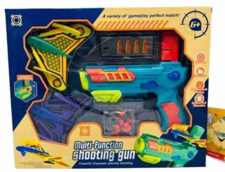 Multicolor MULTI FUNCTION SHOOTING GUN TOY | toy gun with areplanes