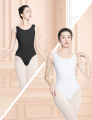 Women Vest Ballet Leotards Black Gymnastic Leotards Round Neck Dance Bodysuit High Elastic Ballerina Outfit for Adult. 