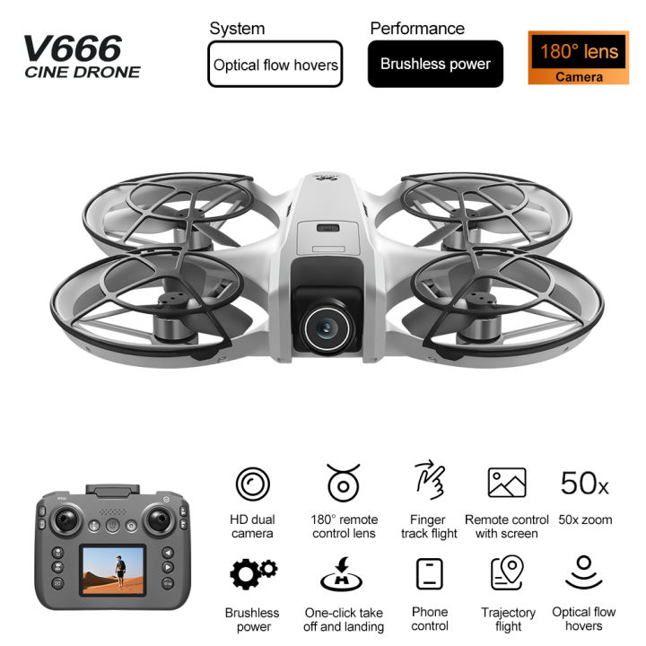 V666%208K%20HD%20Dual%20Camera%20Drone%20with%20Display%20Remote%20%7C%20Optical%20Flow%20Positioning%20%7C%20Foldable%20RC%20Quadcopter%20-%20Image%202