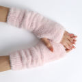 Botvotee Fall Winter Women Arm Warmers Mink-Like Velvet Fingerless Gloves Y2K Wrist Warmers.