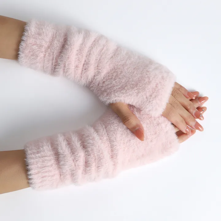 Botvotee%20Fall%20Winter%20Women%20Arm%20Warmers%20Mink-Like%20Velvet%20Fingerless%20Gloves%20Y2K%20Wrist%20Warmers%20-%20Image%203