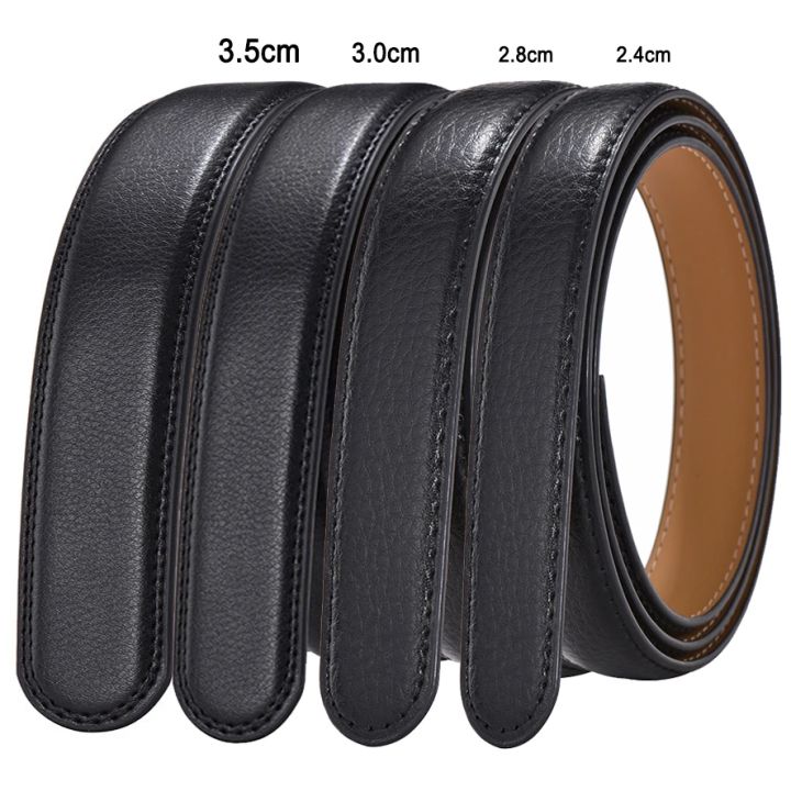 Men Women 2.4 2.8 3.0 3.5 cm Wide Belt No Buckle for Automatic Buckle High Quality PU Leather Belts Body Straps without Buckle