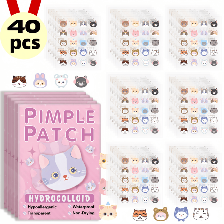 Salicylic Acid Acne Patches - Invisible & Cute Cat-Shaped Stickers to Fight Pimples and Soothe Skin