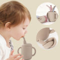 Customized Silicone Feeding Liquid Feed Straw Cup Foldable Children's Drinking Cup Double Leakproof Water Bottle Baby Stuff.