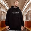M-8XL Men Oversized Pullover Hoodie Fashionable Loose American Retro Crescent Print Long Sleeved Couple Outfit. 