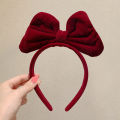Velvet Big Bow Red Headband Ladies Elegant Temperament High Cranial Headband Fashion Girls Cute Headband. 