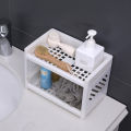 Desktop Double-layer Plastic Storage Rack Office Stationery and Cosmetics Storage Box Kitchen and Bathroom Storage Rack. 