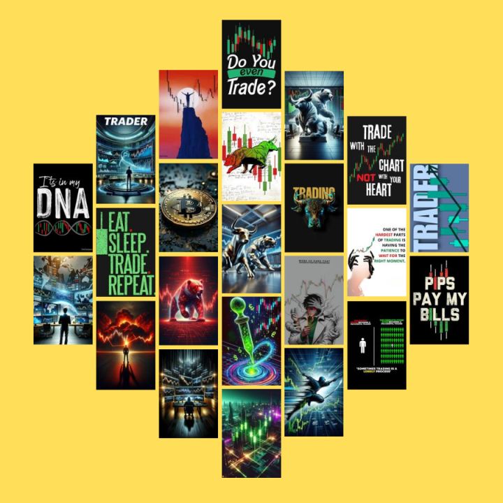 Pack of 20/40 pieces Trading Stickers Posters in 4x6 inch Traders wall room decor sticky sticker Posters