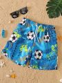 Infant Boys Summer Casual Football Print Beach Shorts Children's Clothing Toddler Boys Summer Wear Baby Boys Beach Attire.