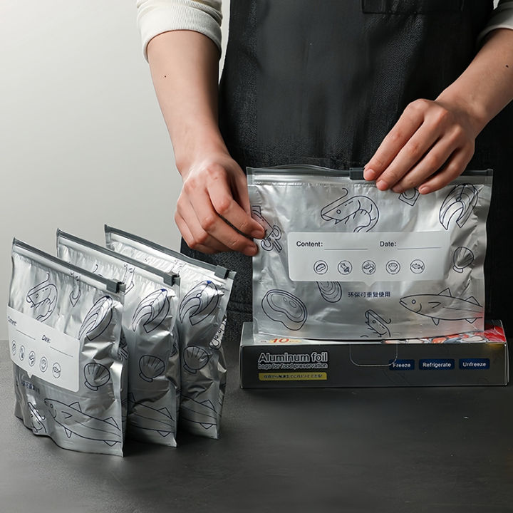 HUAHUABag%20of%2010%20Large%20Aluminum%20Foil%20Food%20Storage%20Bags;%20Reusable,%20Fresh-Keeping,%20Leakproof%20Freezer%20Safe%20Ziplock%20Pouch.HUAHUA%20-%20Image%203