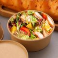 10/20PCS Disposable Lunch Box with Lids Kraft Paper Round Bowl Soup Salad Noodle Birthday Party Camping Kitchen Bento Boxes. 