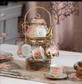 14 pieces Important Quality Tea Set With Metal stand. 
