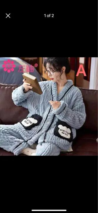 Autumn%20Winter%20Warm%20Flannel%20Women%20Pajamas%20Sets%20Thick%20Coral%20Velvet%20Long%20Sleeve%20Cartoon%20Sleepwear%20Flannel%20Pyjamas%20Set%20-%20Image%204