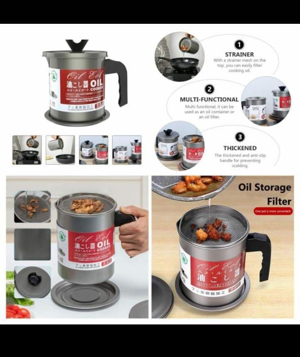 Imported Oil Jug,Stanless Steel Oil Filter Pot,Fat Separetor & Storage Container,Multifantion Kitchen Tool