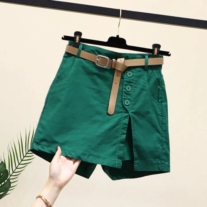 Chic%20Shorts%20Women%20Belt%20Korean%20Solid%20Buttons%20Side%20Slit%20A-line%20Streetwear%20Fashion%20Skirts%20Chic%20Harajuku%20Summer%20Loose%20Pants%20-%20Image%205