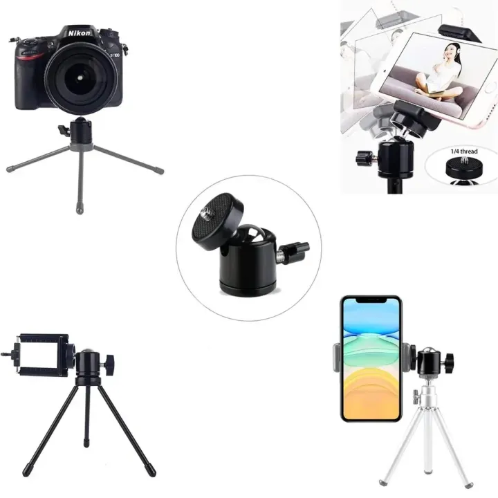 Mini%20Ball%20Head%20Mount%20Adapter%201/4%20Inch%20Screw%20Aluminum%20Alloy,%20360%C2%B0%20Rotatable%20Tripod%20Ball%20Head%20for%20DSLR%20Camera%20Phone%20Fill%20Light%20-%20Image%205