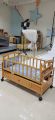 Baby Compact Folding Wooden Window Crib with Safety Gate, Natural. 