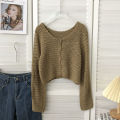 Crochet Cardigan for Women Sheer Openwork Knit Long Sleeve Button Up Crop Top Teen-girl Shrug Cardigan Autumn Spring Y2K Outfit. 