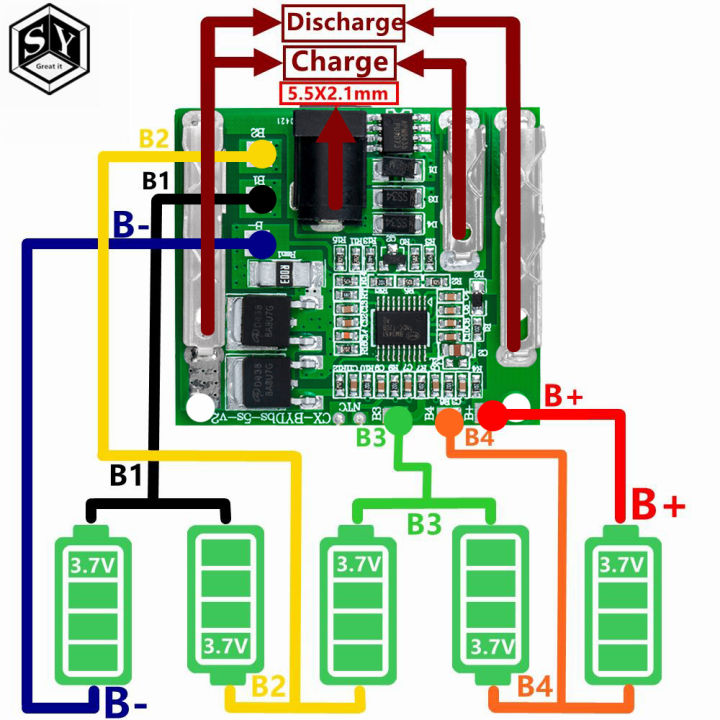 5S 18V 21V 20A Battery Charging Protection Board LiIon Lithium Battery