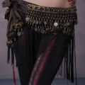 US New Belly Dance Hip Scarf Coin Belt Tribal Costume Fringe Tassel Belt Copper Belly Dancing Waist Tribal Design Conins Belt.