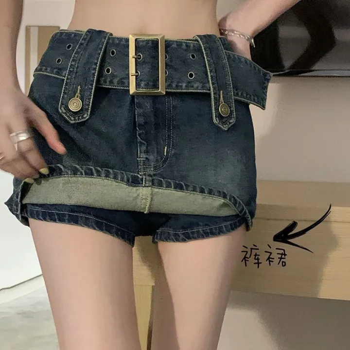 Y2K%20Summer%20New%20A-line%20Miniskirt%20High%20Waist%20Street%20Fashion%20Denim%20Retro%20Straight%20Tube%20Hip%20Wrap%20Skirt%20Women's%20Belt%20Skirt%20-%20Image%205