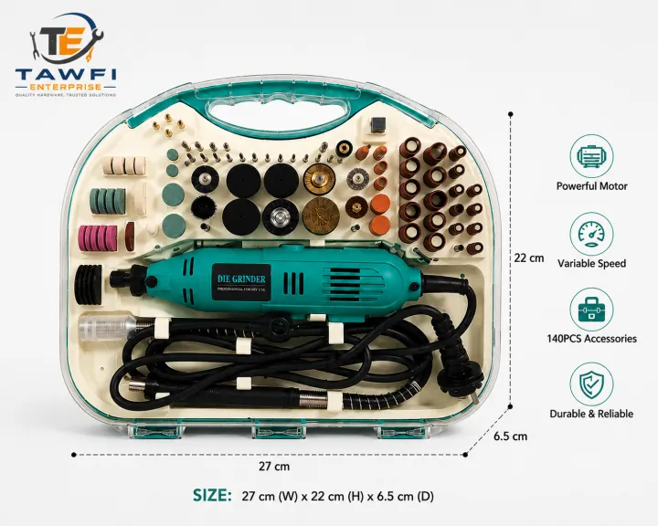 Mini Electric Die Grinder Tool Kit 140PCS | Variable Speed Rotary Tool Set | Multi-Purpose Grinding Cutting Polishing Engraving Machine