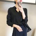 All-match Satin Finish Shirts And Blouses Women Clothing Casual Top OL Long Sleeve Button Elegant Shirts French Solid Blouses. 