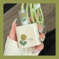 USB Cable Protection For iPhone 15 14 18W 20W Original Charger Protector Cover Green Flowers Protective Data Line Spiral Winder.