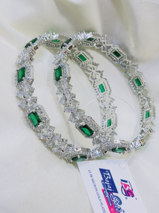 High quality diamond cut ad stone green color party wear exclusive design bangles for ladies