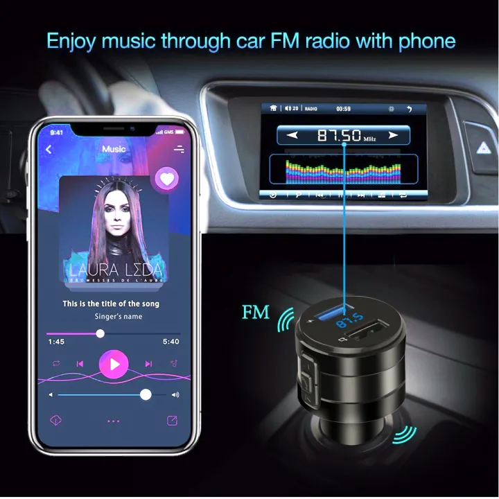 Bluetooth%204.2%20FM%20Transmitter%20Car%20MP3%20Player%203.1A%20Dual%20USB%20Ports%20Car%20Charger%20Handsfree%20Modulator%20Kit%20Cigarette%20Lighter%20Adapter%20-%20Image%202