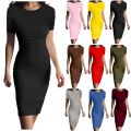 Summer Dress High Stretch Tank Robe Solid Short Sleeve Casual Slim Long Pencil Dress Women  Maxi Dress Elegant Thin Vestido. 