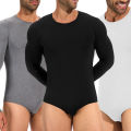 Men Long Sleeve Bodysuit Thermal Pajama Bodysuit One Piece Pajamas Rompers Basic Shirt. 