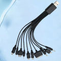 1/3/6pcs Universal 10 In 1 USB Multi Function Charger Retractable Portable Phone Cable For Various Cellphone Charging Cable Cord.