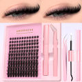 ​GROINNEYA​​ Fluffy DIY Cluster Lashes Kit Individual Eyelashes Lasting Eyelash Extension Lash Bond And Seal​​ Tools Easy Makeup. 