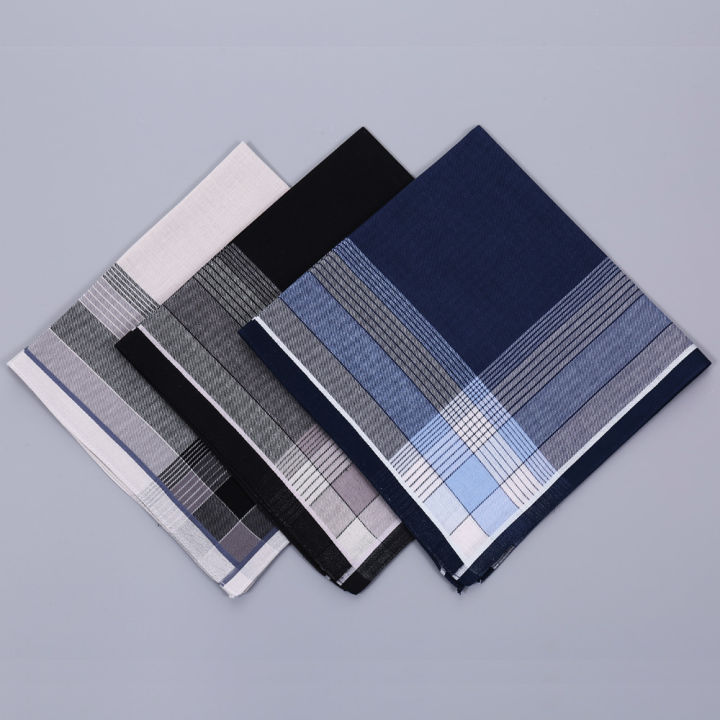 3 Packs of Men's Pure Cotton Handkerchiefs, Soft and Comfortable Cotton Handkerchiefs, Classic Plaid Handkerchiefs, Boys' Gentlemen's Groom's Souvenirs, Wedding Supplies, Outdoor Sports