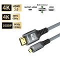 4K@60Hz Micro/Mini HDMI to HDMI Cable Braided HDMI-compatible Male to Male Bi-Directional 2.0Cord 18Gbps for Camera Monitor. 