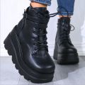 Gothic Black Boots Ankle Shoes on Heels Platform Sneakers Chunky for Women Luxury Designer Casual New Rock Booties. 