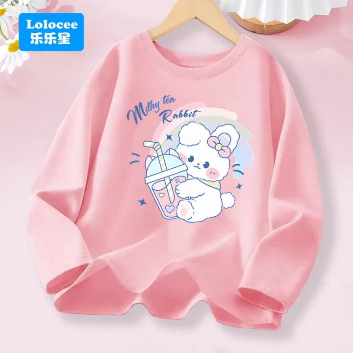3-14years%20Girls'%20Pink%20Long%20Sleeve%20T-shirt%20-%20Cute%20"FRESH"%20Drink%20&%20Animal%20Print%20Kids%20Cotton%20Top%202026%20Spring%20New%20-%20Image%207
