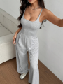 Women's Casual Halter Jumpsuit Spring and Summer Daily Solid Slim-Fit Backless Sleeveless Jumpsuit Lady's Floor-Length Trousers. 