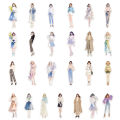 50Pcs Cartoon High Street Girl Wearing PET Material Transparent Stickers Water Cup Phone Case Guitar Fashion Decorative Stic. 