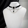PuRui Punk Black Cotton Rope Choker for Women Link Chain Tassel Crystal Beads Charm Necklace Gothic Jewelry 2024 New Party Girls.