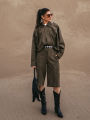 HH Spring Women Suede Coat Pant Sets Lapel Long Sleeve Zipper Jackets Casual Shorts 2025 New Fashion High Street Lady Outfit. 
