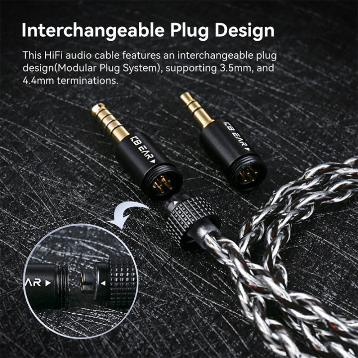 KBEAR%20P34%20Earphone%20Upgrade%20Cable%205N%202-Strands%2098-Core%20OFC%20Silver-Plated%20Interchangeable%20Plug%20Design%203.5/4.4%20for%20MK3%20-%20Image%204